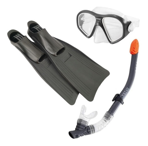 Set De Buceo Snorkel Careta Y Aletas Intex 55957 Original