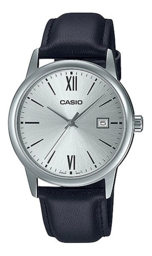 Reloj Casio Hombre Plateado Mtp-v002l-7b3 Cuero Azul Ag Ofc