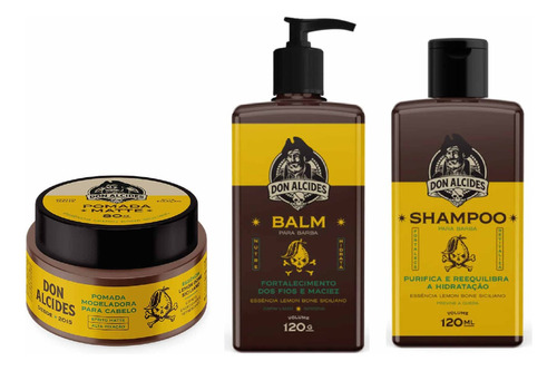 Kit Pomada Balm E Shampoo Para Barba Lemon Bone Don Alcides