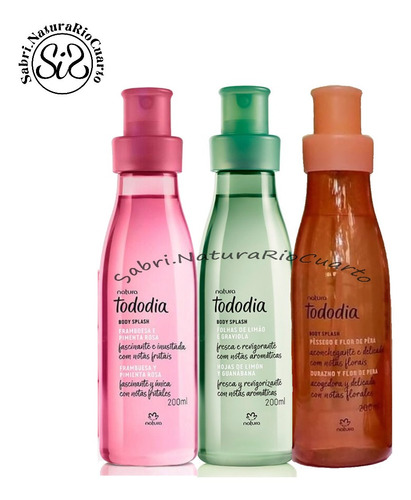 Natura Tododia Spray Corporal Perfumes Kit X3 Cereza Flor De Lis Ciruela Etc