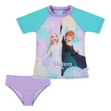 Traje De Baño Niña Set Uv Disney Frozen Verde M/corta