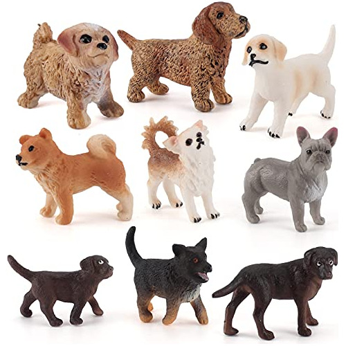 9pcs Cupcake Dog Toy Puppy Toys Cake Topper Miniature D...