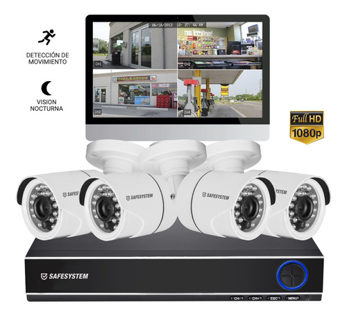 Kit 4 Camaras Ip Seguridad Cctv Full Hd Vision Nocturna 1 Tb