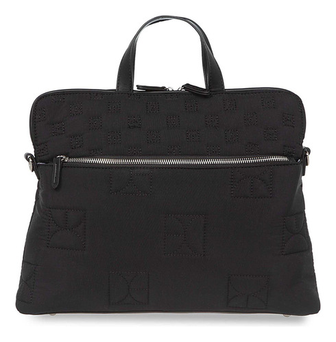 Bolsa Cloe Para Mujer Porta Laptop 15 Acolchonada Monograma Color Negro