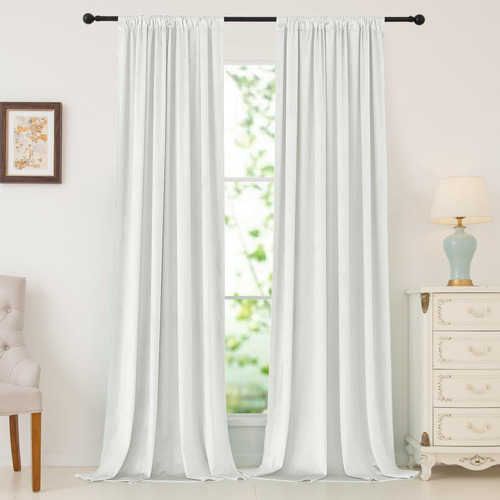 Nanbowang - Cortinas De Terciopelo Blanco Cloro; Cortinas De