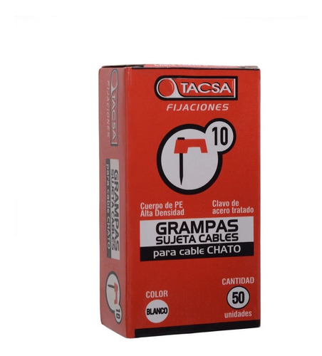 Grampas Sujeta Cable Tacsa N° 10 Clavo De Acero Caja X 50u