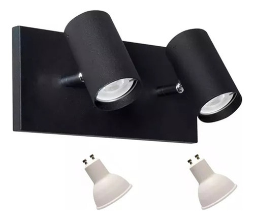 Aplique Pared 2 Luces Moderno Led Baño Gu10 Completo Full 