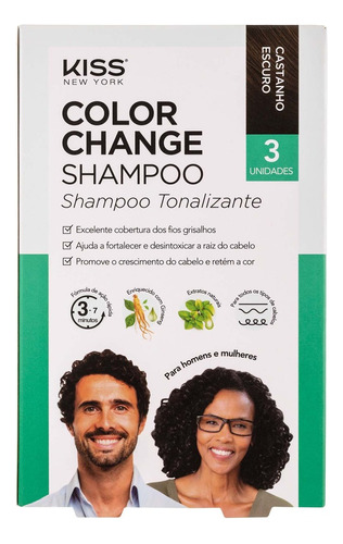 Kiss Ny Color Change Shampoo Tonalizante - Castanho Escuro