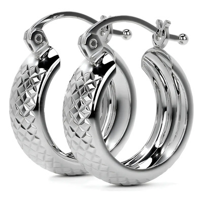 Arete Arracada Diamantada De Plata Ley 925 Tipo Bangle | Meses sin interés