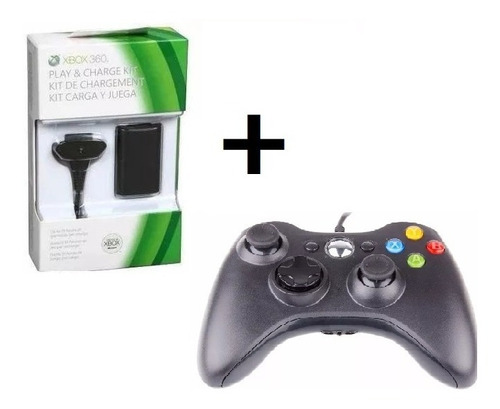 Set Joystick Xbox 360 + Kit De Carga Xbox360 Bateria Control