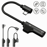 Adaptador Tipo C Aux 3.5mm Audio Y Tipo C Carga Negro