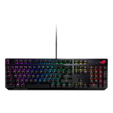 Teclado Gamer Asus Rog Strix Scope Qwerty Inglés Us Color Negro Con Luz Rgb