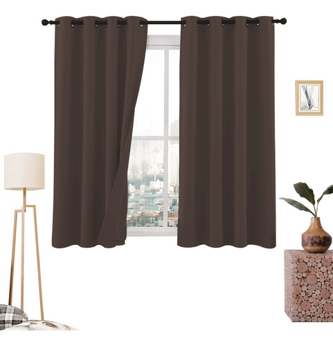 Cortinas Blackout 275cm Ancho X 160cm Alto - En 2 Páneles Color Chocolate