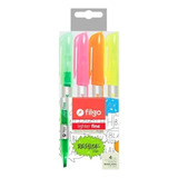 Resaltadores Filgo Fluo Neon X4u Fine Lighter Biselada