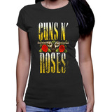 Camiseta Estampada Premium Dtg Dama Guns And Roses 08