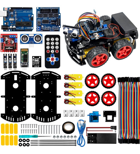 Kit De Proyecto De Auto Robot Inteligente R3 Compat. Arduino
