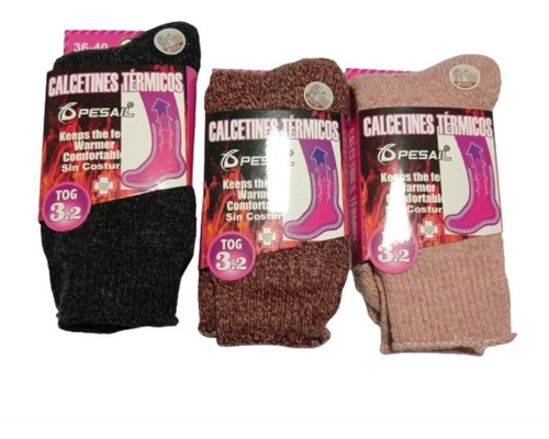 3 Pares De Calcetines Térmicos Gruesos Para Mujer 