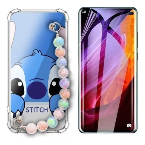 Kit Carcasa Cadena Impresa Stitch D5 Para Todos Los Huawei