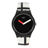 Reloj Swatch Red, Blue And White By Piet Mondrian Suoz344 Color De La Malla Negro Color Del Bisel Negro Color Del Fondo Negro