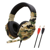 Fone De Ouvido Headset Gamer Led Bm218 Ajustavel C/adaptador Cor Verde Camuflado