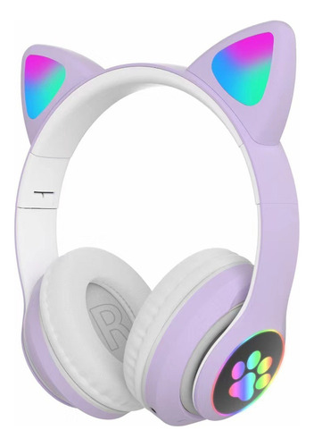 Oreja De Gato Rgb Bluetooth 5.0 Auriculares De Ruido De Bajo