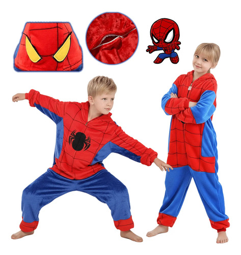 Pijama Infantil De Peluche De Una Pieza De Spiderman