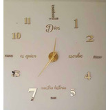Reloj De Pared 3d Con Frase En Vinilo Tamaño 100x100cm