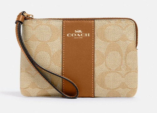 Billetera Coach F58035 Color Caqui Light Saddle De Tela Y Cuero Sintetico - 10.5cm X 16cm