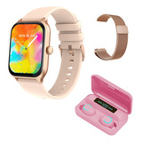 Smartwatch Mujer Rosa Para Samsung + Auriculares + Malla Ios