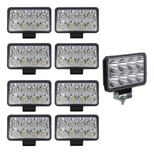 Kit 10 Farol De Milha 24w 8 Leds 12v 24v Carro Jeep Caminhõe