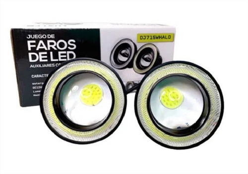 Juego Faros Auxiliar 12v Lupa Busca Huella Led Ojo De Angel