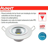 Spot Embutir Led 7w 3000k Branco Quente Bivolt Redondo Forte Direcionável Avant