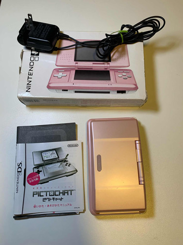 Nintendo Ds Fat Rosa  Japonês Com Carregador Manual Folhetos