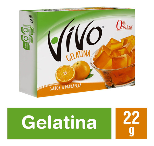 Gelatina Vivo Naranja Libre De Azúcar 22 G
