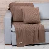 Kit Manta Decorativa Tricot Sala Sofa + 2 Capas Florença