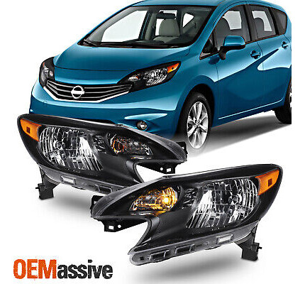 For 2014-2016 Nissan Versa Note Black Headlights Headlam Oai