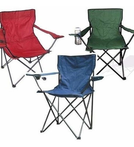 Silla Plegable De Playa Camping Con Porta Vaso Pesca Picnic 