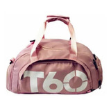 Bolsa Mala T60 Academia Esportiva Viagem C Bolso Impermeável Acambamento Dos Ferragens Metal Cor Rosa Desenho Do Tecido Liso