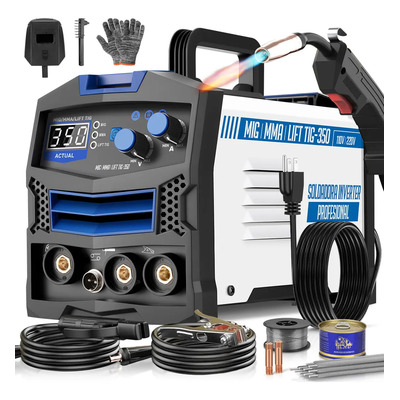 Soldadora Inverter 350a Máquina De Soldar Mig+mma+tig 110v\u002F220v Faghto Soldadora Inversora 3 En 1 Sin Gas, Pantalla Led Grande, Soldadora De Núcleo Fundente Mig, Lift Tig, Electrodo, Igbt Con Sinergia | Envío gratis