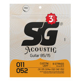 Kit 3 Encordoamentos Corda Sg Violao Aço 011 Bronze 6686tp 