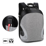 Mochila Con Usb Urbana Anti-robo Porta Notebook Color Gris Diseño De La Tela Liso