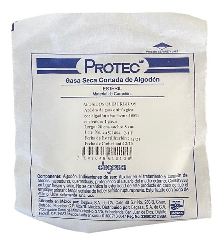 Gasa Seca Cortada Protec Apósito De Gasa De 8cm X 20cm En Pack De 10 X 1u