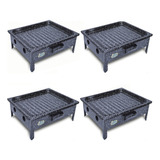 Set 4 Brasero Enlozado Parrilla Para Mesa, Portatil Asado