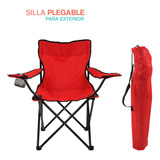 Silla Plegable Compacta Portatil Camping Exterior Portavasos Color Rojo