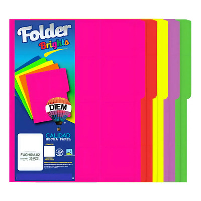 Folder de Papel para Documentos, Tamaño Carta, Pack con 25 Colores Brillantes | MercadoLibre