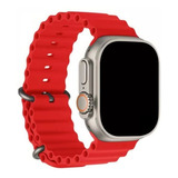 Pulseira Oceano Para Apple Watch Ultra 40 41 42 44 45 49mm Cor Vermelho Largura 44.42 Mm