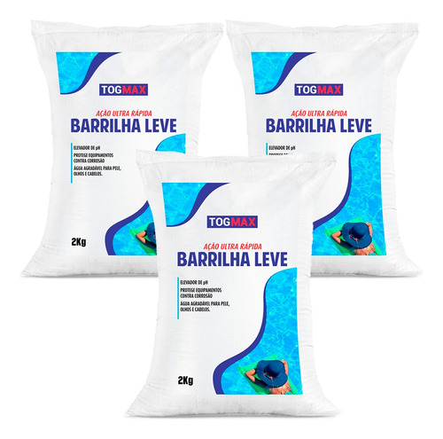 Kit Elevador De Ph Barrilha Leve 6kg Para Piscina Togmax 