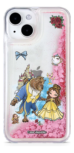 Funda Celular Para iPhone Bella Y Bestia Disney Glitter Liq