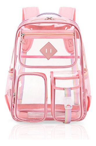 Mochila Escolar Transparente Estilo Pvc Para Mujeres Y Niños