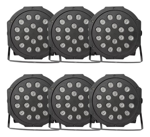 6 Canhão Refletor 18 Leds 3w Rgb Strobo Dmx Bivolt